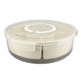 Divided Serving Tray with Lid PP PET Sealed Rotatable Clear Snack Spinner Food Platter Charcuterie Container for Party Picnic Entertaining