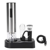 Electric Wine Opener Set Automatic Bottle Opener Tool Rechargeable with Foil Cutter Wine Aerator Vacuum Stopper for Home Bar Party