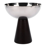 Serving Dessert Bowl Stainless Steel Multifunctional Wooden Base Yogurt Snack Candy Cup for Hotel Home Glossy Style