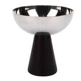 Serving Dessert Bowl Stainless Steel Multifunctional Wooden Base Yogurt Snack Candy Cup for Hotel Home Glossy Style