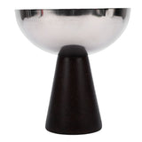 Serving Dessert Bowl Stainless Steel Multifunctional Wooden Base Yogurt Snack Candy Cup for Hotel Home Glossy Style