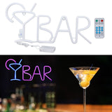 BAR Neon LED Purple 24‑key Remote Control 8‑mode Wall Light Neon Lights for Family Restaurant PARTY BarWine Glass Blue Light
