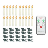 20 PCS Flameless Candles with Remote Control Realistic Warm White LED Candles Battery Powered Christmas Tree Flickering Taper Candle Lights with Clips for Wedding Party Decoration