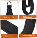 Adjustable DRing Pilates Straps Double Loop Yoga Stretch Strap for Flexibility and Strength, 1 Pair Black