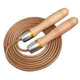 Adjustable Leather Jump Rope with Wooden Handles, Ball Bearing Speed Skipping Rope for Cardio, Boxing, Fitness, CrossFit & Exercise Training - Silver