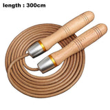 Adjustable Leather Jump Rope with Wooden Handles, Ball Bearing Speed Skipping Rope for Cardio, Boxing, Fitness, CrossFit & Exercise Training - Silver