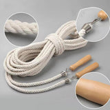 Wooden Handle Long Jump Rope, Adjustable Cotton Twine Skipping Rope for Team Games, School Sports, Playground Activities & Fitness - 20m