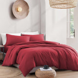 Hotel Soft Microfiber Duvet Cover Set-2000TC Quilt Cover Set & Pillowcases -1 Donna Cover Zipper Closure & 1 x Pillowcases-Breathable Bedding - Wrinkle, Fade, Stain Resistant(Red,Double)
