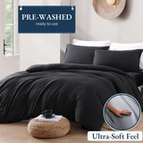 Hotel Soft Microfiber Duvet Cover Set-2000TC Quilt Cover Set & Pillowcases -1 Donna Cover Zipper Closure & 1 x Pillowcases-Breathable Bedding - Wrinkle, Fade, Stain Resistant(Black,Double)