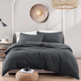 Hotel Soft Microfiber Duvet Cover Set-2000TC Quilt Cover Set & Pillowcases -1 Donna Cover Zipper Closure & 1 x Pillowcases-Breathable Bedding - Wrinkle, Fade, Stain Resistant(Dark gray,Double)