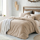 Hotel Soft Microfiber Duvet Cover Set-2000TC Quilt Cover Set & Pillowcases -1 Donna Cover Zipper Closure & 1 x Pillowcases-Breathable Bedding - Wrinkle, Fade, Stain Resistant(Camel Beige,Double)