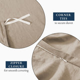 Hotel Soft Microfiber Duvet Cover Set-2000TC Quilt Cover Set & Pillowcases -1 Donna Cover Zipper Closure & 1 x Pillowcases-Breathable Bedding - Wrinkle, Fade, Stain Resistant(Camel Beige,Double)