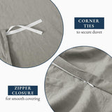 Hotel Soft Microfiber Duvet Cover Set-2000TC Quilt Cover Set & Pillowcases -1 Donna Cover Zipper Closure & 1 x Pillowcases-Breathable Bedding - Wrinkle, Fade, Stain Resistant(Grey,King Single)