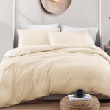 Hotel Soft Microfiber Duvet Cover Set-2000TC Quilt Cover Set & Pillowcases -1 Donna Cover Zipper Closure & 1 x Pillowcases-Breathable Bedding - Wrinkle, Fade, Stain Resistant(Cream White,King Single)