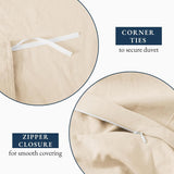 Hotel Soft Microfiber Duvet Cover Set-2000TC Quilt Cover Set & Pillowcases -1 Donna Cover Zipper Closure & 1 x Pillowcases-Breathable Bedding - Wrinkle, Fade, Stain Resistant(Cream White,King Single)