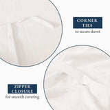 Hotel Soft Microfiber Duvet Cover Set-2000TC Quilt Cover Set & Pillowcases -1 Donna Cover Zipper Closure & 1 x Pillowcases-Breathable Bedding - Wrinkle, Fade, Stain Resistant(Raw white,Queen)