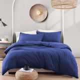 Hotel Soft Microfiber Duvet Cover Set-2000TC Quilt Cover Set & Pillowcases -1 Donna Cover Zipper Closure & 1 x Pillowcases-Breathable Bedding - Wrinkle, Fade, Stain Resistant(Royal blue,Queen)