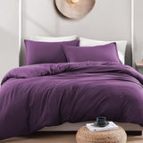 Hotel Soft Microfiber Duvet Cover Set-2000TC Quilt Cover Set & Pillowcases -1 Donna Cover Zipper Closure & 1 x Pillowcases-Breathable Bedding - Wrinkle, Fade, Stain Resistant(Purple,Queen)