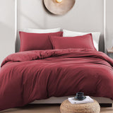 Hotel Soft Microfiber Duvet Cover Set-2000TC Quilt Cover Set & Pillowcases -1 Donna Cover Zipper Closure & 1 x Pillowcases-Breathable Bedding - Wrinkle, Fade, Stain Resistant(Red,Single)