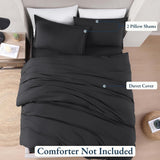 Hotel Soft Microfiber Duvet Cover Set-2000TC Quilt Cover Set & Pillowcases -1 Donna Cover Zipper Closure & 1 x Pillowcases-Breathable Bedding - Wrinkle, Fade, Stain Resistant(Black,Single)