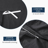Hotel Soft Microfiber Duvet Cover Set-2000TC Quilt Cover Set & Pillowcases -1 Donna Cover Zipper Closure & 1 x Pillowcases-Breathable Bedding - Wrinkle, Fade, Stain Resistant(Black,Single)