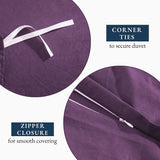 Hotel Soft Microfiber Duvet Cover Set-2000TC Quilt Cover Set & Pillowcases -1 Donna Cover Zipper Closure & 1 x Pillowcases-Breathable Bedding - Wrinkle, Fade, Stain Resistant(Purple,Single)