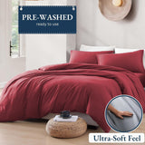 Hotel Soft Microfiber Duvet Cover Set-2000TC Quilt Cover Set & Pillowcases -1 Donna Cover Zipper Closure & 1 x Pillowcases-Breathable Bedding - Wrinkle, Fade, Stain Resistant(Red,Super King)