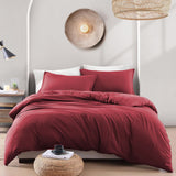 Hotel Soft Microfiber Duvet Cover Set-2000TC Quilt Cover Set & Pillowcases -1 Donna Cover Zipper Closure & 1 x Pillowcases-Breathable Bedding - Wrinkle, Fade, Stain Resistant(Red,Super King)