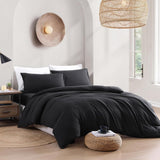 Hotel Soft Microfiber Duvet Cover Set-2000TC Quilt Cover Set & Pillowcases -1 Donna Cover Zipper Closure & 1 x Pillowcases-Breathable Bedding - Wrinkle, Fade, Stain Resistant(Black,Super King)