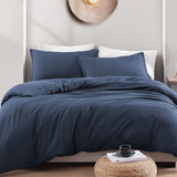 Hotel Soft Microfiber Duvet Cover Set-2000TC Quilt Cover Set & Pillowcases -1 Donna Cover Zipper Closure & 1 x Pillowcases-Breathable Bedding - Wrinkle, Fade, Stain Resistant(Navy,Super King)