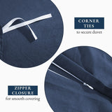 Hotel Soft Microfiber Duvet Cover Set-2000TC Quilt Cover Set & Pillowcases -1 Donna Cover Zipper Closure & 1 x Pillowcases-Breathable Bedding - Wrinkle, Fade, Stain Resistant(Navy,Super King)
