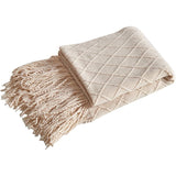 Yan Chu Knitted Diamond Blanket 125x170cm Khakis 125x 170 Diamond (with tassels)