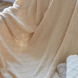 Yan Chu Knitted Diamond Blanket 125x170cm Khakis 125x 170 Diamond (with tassels)