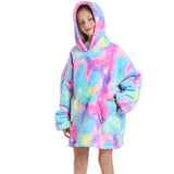 Childrens Cartoon Flannel Hooded Blanket Polyester Children's cold clothing giraffe All yards