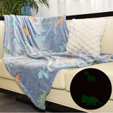 Dinosaur Luminous Flannel Blanket Polyester 100x150cm Gray 100*150cm