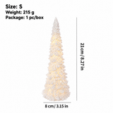 Illuminated Christmas Tree Decoration Mini LED Night Light Resin Desktop Ornament for Holiday Home Decor and Festive Tabletop Ambiance (S)