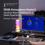 RGB Magic Crystal Speaker Lamp with Bluetooth, Music Sync, and Ambient Lighting for Gaming Desk, Bedroom, or Home Decor (White)