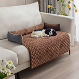 Plush Bolster Pet Bed Mat with Anti-Slip Base and Extended Drop Edge for Sofa and Floor Lounging (Blue, 75*75cm)