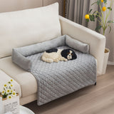 Plush Bolster Pet Bed Mat with Anti-Slip Base and Extended Drop Edge for Sofa and Floor Lounging (Blue, 90*120cm)