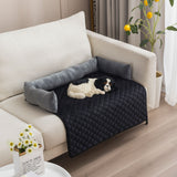 Plush Bolster Pet Bed Mat with Anti-Slip Base and Extended Drop Edge for Sofa and Floor Lounging (DarkGrey, 90*90cm)