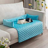 Plush Bolster Pet Bed Mat with Anti-Slip Base and Extended Drop Edge for Sofa and Floor Lounging (Grey Coffee, 90*90cm)