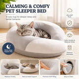 U-Shaped Calming Sleep Pillow for Small Pets Soft Plush Support Cushion for Anxiety Relief Deep Sleep Dogs Cats Home Sofa Bed (Grey & White Mixed)