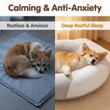 U-Shaped Calming Sleep Pillow for Small Pets Soft Plush Support Cushion for Anxiety Relief Deep Sleep Dogs Cats Home Sofa Bed (Grey & White Mixed)