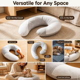 U-Shaped Calming Sleep Pillow for Small Pets Soft Plush Support Cushion for Anxiety Relief Deep Sleep Dogs Cats Home Sofa Bed (Grey & White Mixed)