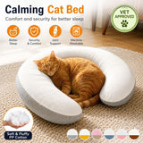 U-Shaped Calming Sleep Pillow for Small Pets Soft Plush Support Cushion for Anxiety Relief Deep Sleep Dogs Cats Home Sofa Bed (Grey & White Mixed)
