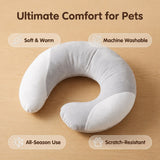 U-Shaped Calming Sleep Pillow for Small Pets Soft Plush Support Cushion for Anxiety Relief Deep Sleep Dogs Cats Home Sofa Bed (Grey & White Mixed)