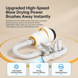Smart Pet Grooming Dryer with Adjustable Speed Temperature and Replaceable Nozzles for Quick Drying and Loose Hair Removal After Bathing for Cats and Dogs at Home (Upgraded Blow & Suction Pet Dryer)