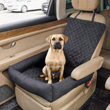 Waterproof Dog Car Seat Bed for Front Passenger Seat, Portable Pet Car Booster Seat with Anti-Slip Base and Soft Bolster, Travel Dog Bed for Small Pets, Machine Washable Pet Seat Protector for Cars (Black)