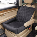 Waterproof Dog Car Seat Bed for Front Passenger Seat, Portable Pet Car Booster Seat with Anti-Slip Base and Soft Bolster, Travel Dog Bed for Small Pets, Machine Washable Pet Seat Protector for Cars (Black)