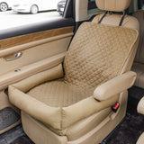 Waterproof Dog Car Seat Bed for Front Passenger Seat, Portable Pet Car Booster Seat with Anti-Slip Base and Soft Bolster, Travel Dog Bed for Small Pets, Machine Washable Pet Seat Protector for Cars (LightGrey)